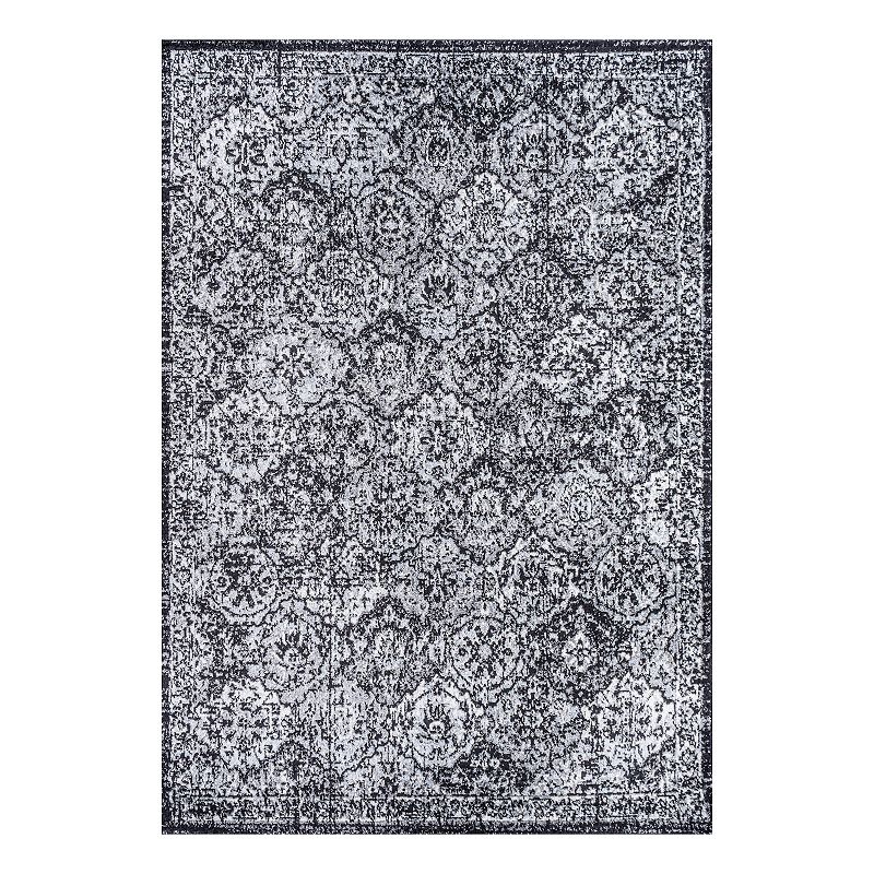 JONATHAN Y Modern Persian Boho Vintage Trellis Rug, Black, 8X10 Ft