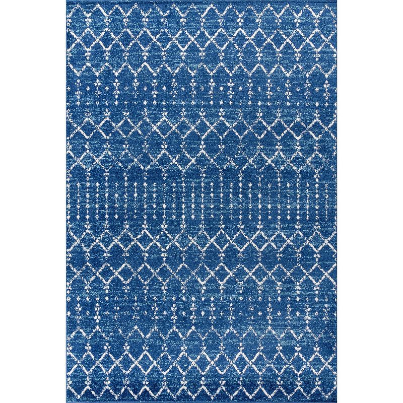 JONATHAN Y Moroccan Hype Boho Vintage Diamond Rug, Blue, 8X10 Ft