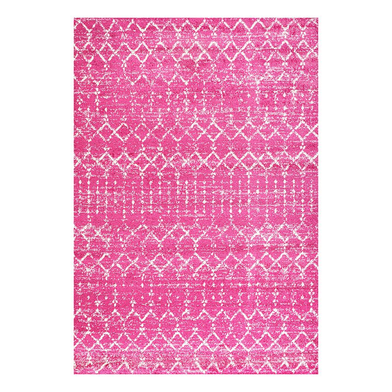 JONATHAN Y Moroccan Hype Boho Vintage Diamond Rug, Pink, 8X10 Ft