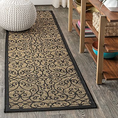 JONATHAN Y Madrid Vintage Filigree Textured Weave Indoor Outdoor Rug