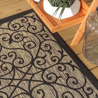 JONATHAN Y Madrid Vintage Filigree Textured Weave Indoor Outdoor Rug