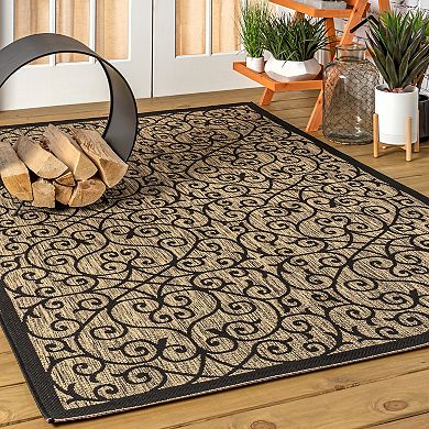 JONATHAN Y Madrid Vintage Filigree Textured Weave Indoor Outdoor Rug