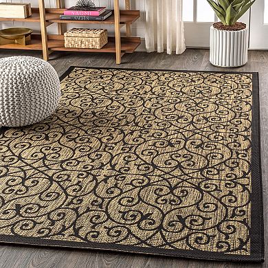 JONATHAN Y Madrid Vintage Filigree Textured Weave Indoor Outdoor Rug