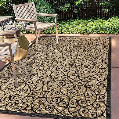 JONATHAN Y Madrid Vintage Filigree Textured Weave Indoor Outdoor Rug