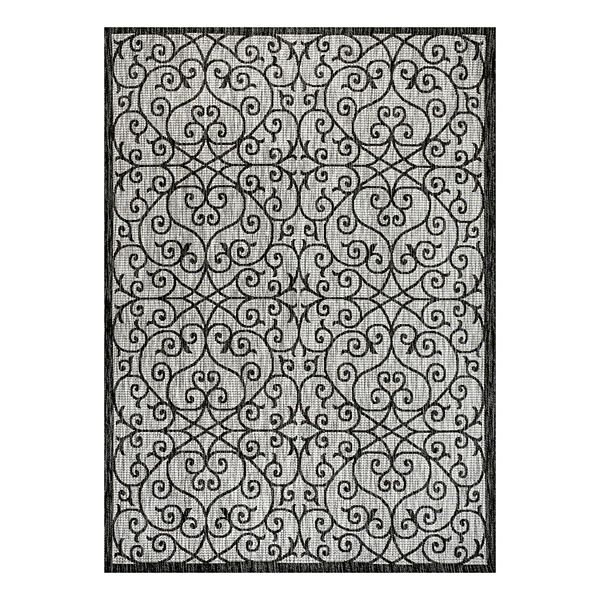 Negril TwoTone Wide Stripe Black/Cream 8 ft. x 10 ft. Indoor/Outdoor