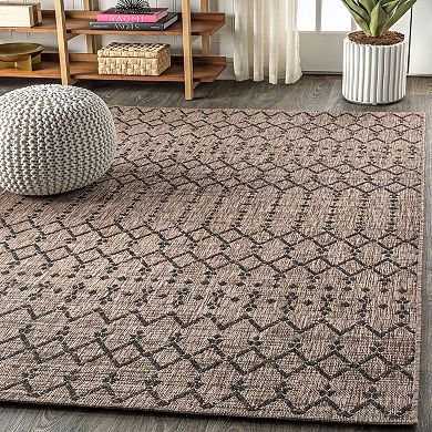 JONATHAN Y Ourika Moroccan Geometric Textured Weave Indoor Outdoor Rug