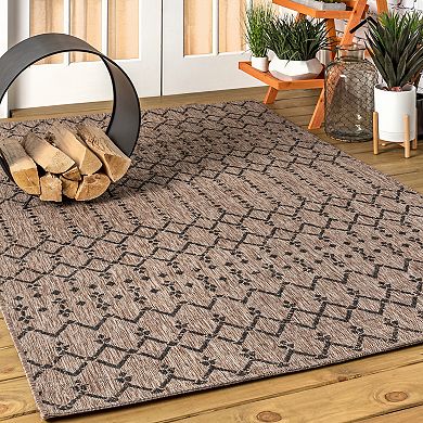 JONATHAN Y Ourika Moroccan Geometric Textured Weave Indoor Outdoor Rug