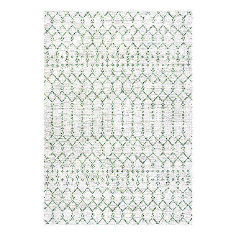 JONATHAN Y Ourika Moroccan Geometric Textured Weave Indoor Outdoor Rug, Beig/Green, 9X12 Ft