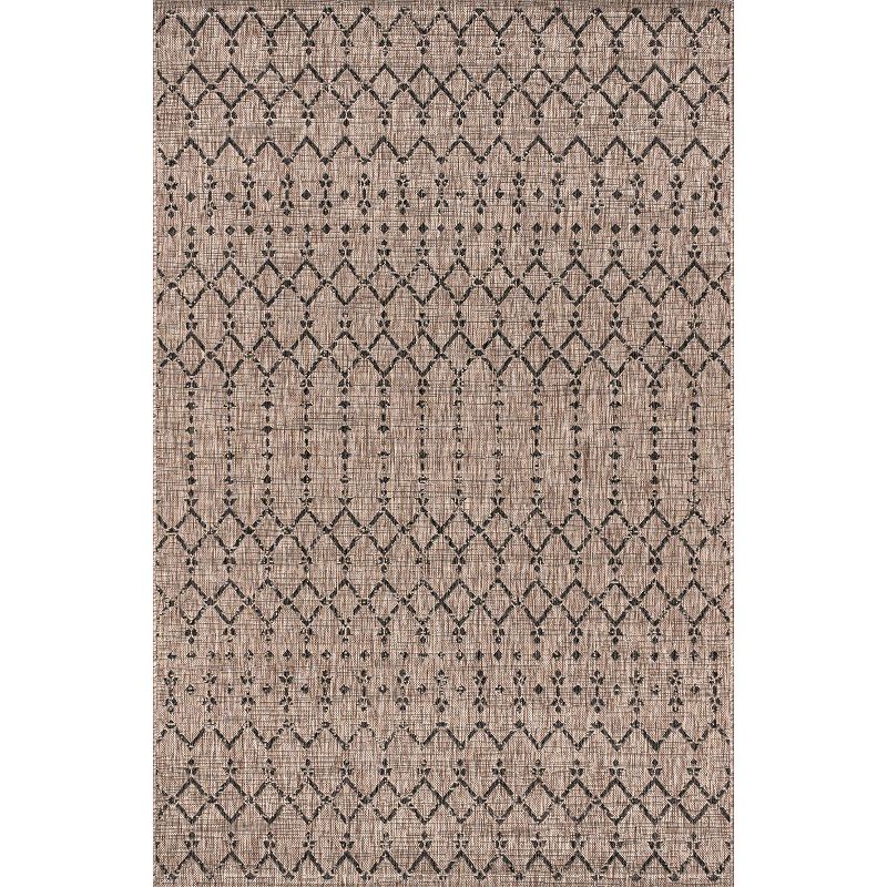 JONATHAN Y Ourika Moroccan Geometric Textured Weave Indoor Outdoor Rug, Beig/Green, 8X10 Ft