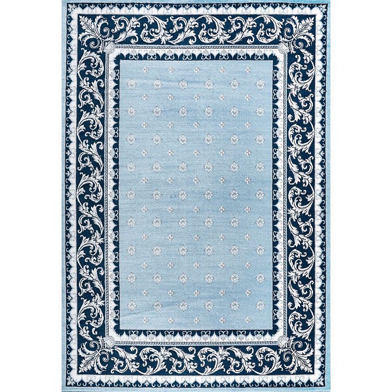 JONATHAN Y Acanthus French Border Rug, Blue, 8X10 Ft