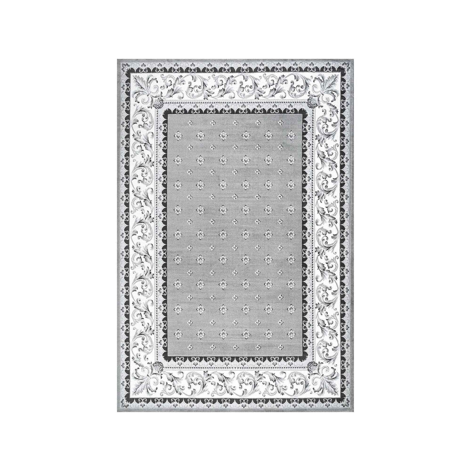 JONATHAN Y Acanthus French Border Rug, Gray Ivory