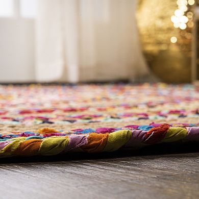 JONATHAN Y Isla Round Boho Braided Rag & Jute Rug