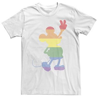 Disney's Mickey Mouse Rainbow Stripe Peace Sign Big & Tall Graphic Tee