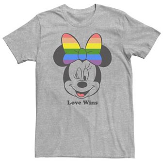 Big & Tall Disney Mickey And Friends Minnie Mouse Love Wins Rainbow Bow Tee