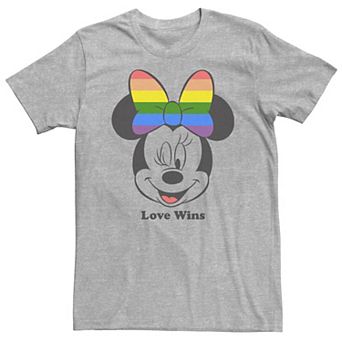 Big & Tall Disney Mickey And Friends Minnie Mouse Love Wins Rainbow Bow Tee