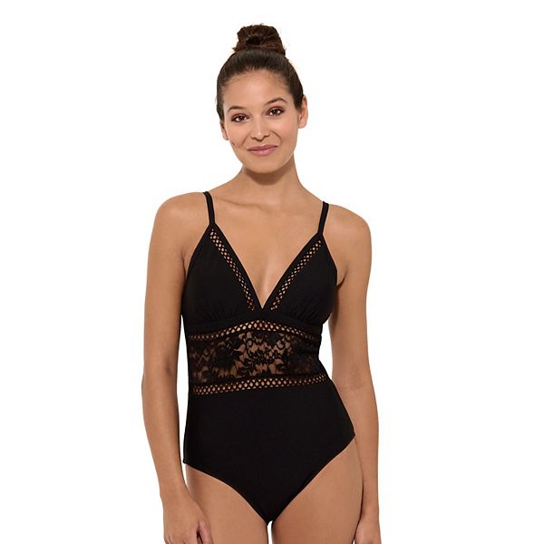 Lace sale trim swimsuit