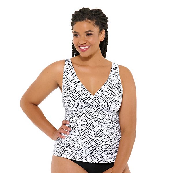 Plus Size Freshwater Print Surplice Underwire Top