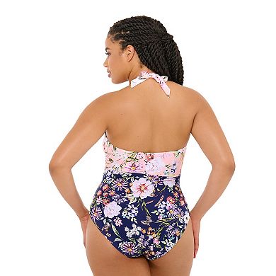 Plus Size Freshwater Side-Bow Surplice One-Piece Swimsuit