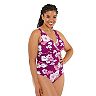 Plus Size Freshwater Surplice Lace-Up Back One-Piece Swimsuit