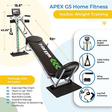 Total Gym APEX G5 Home Fitness Incline Weight Training with 10 Resistance Levels