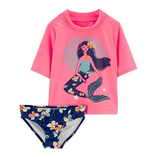 Girls 4 6x Carter s Mermaid Rashguard Top Bottoms Swimsuit Set