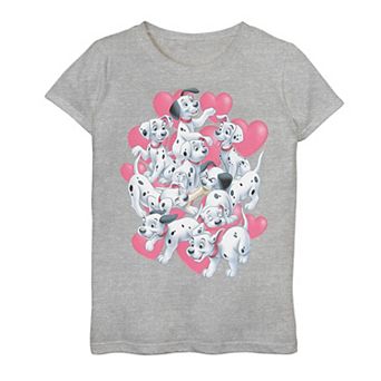 Girls 7-16 Disney 101 Dalmatians Valentine's Day Puppies & Hearts Graphic Tee