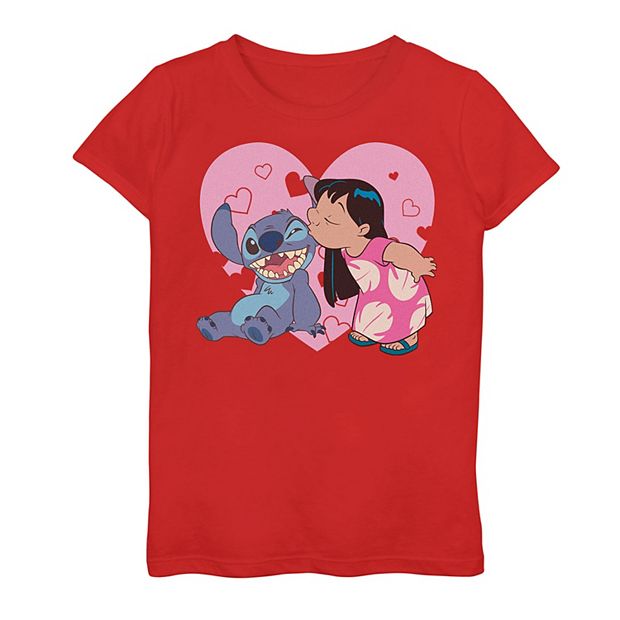 Disney Women's Short Sleeve Valentine's Day Stitch