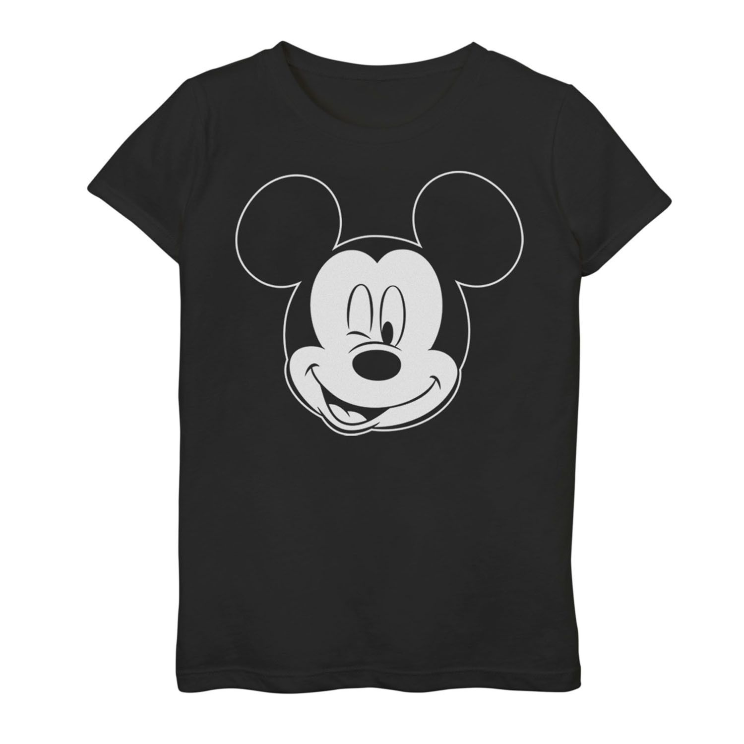 Image for Disney Girls 7-16 Mickey Mouse Large White Outline Winking Face Graphic Tee at Kohl's.