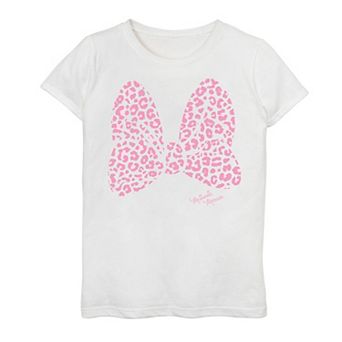 Disney's Minnie Mouse Girls 7-16 Large Pink Cheetah Print Bow Graphic Tee