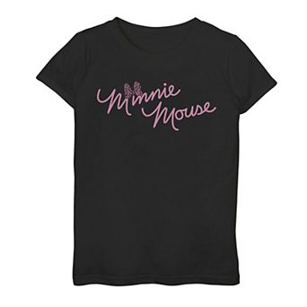 Disney's Minnie Mouse Girls 7-16 Script With Cheetah Print Bow Graphic Tee
