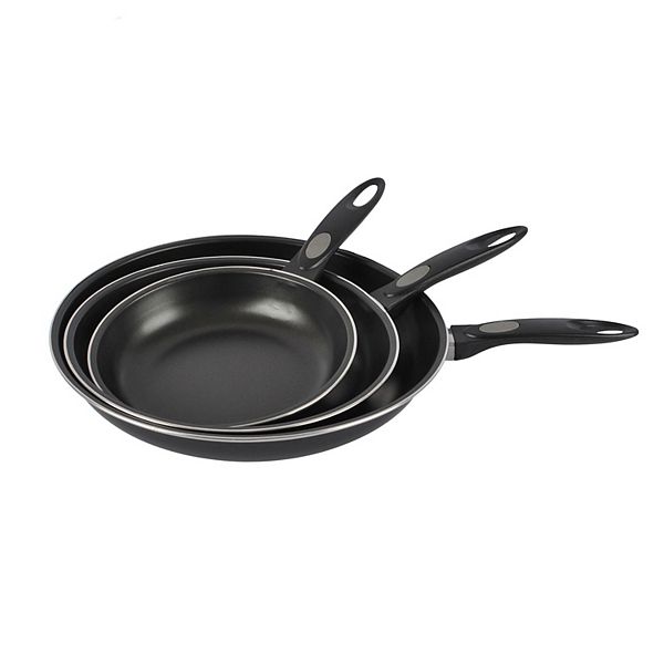 Cook N Home Nonstick Saute Skillet Fry Pan 3-Piece Set, 8 inch/9.5-Inch/11-inch, Black