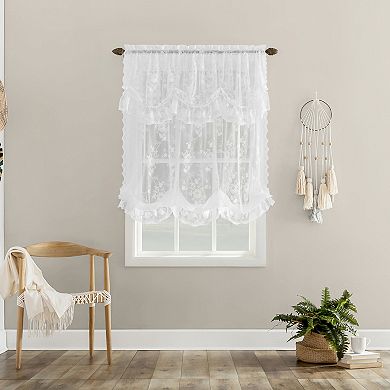 No. 918 Alison Floral Lace Sheer Rod Pocket Window Tie-Up Shade