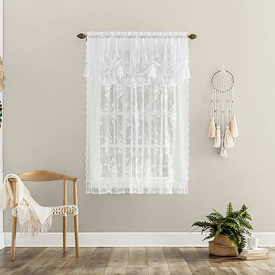 No. 918 Alison Floral Lace Sheer Rod Pocket Window Tie-Up Shade