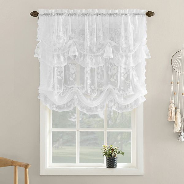 No 918 Alison Fl Lace Sheer Rod, Vintage Lace Balloon Curtains