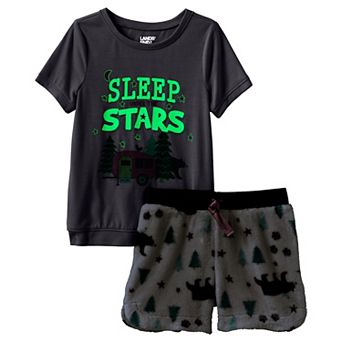 Girls 2-16 Lands' End Tee & Plush Fleece Shorts Nighttime Pajama Set