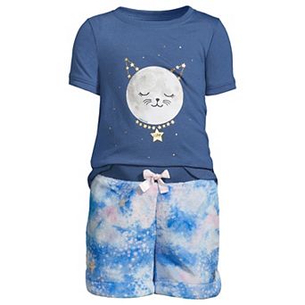 Girls 2-16 Lands' End Tee & Plush Fleece Shorts Nighttime Pajama Set