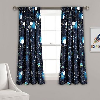 Lush Decor Universe Room Darkening Window Curtain Set