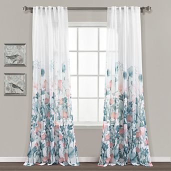 Lush Decor Zuri Flora Sheer Window Curtain Set