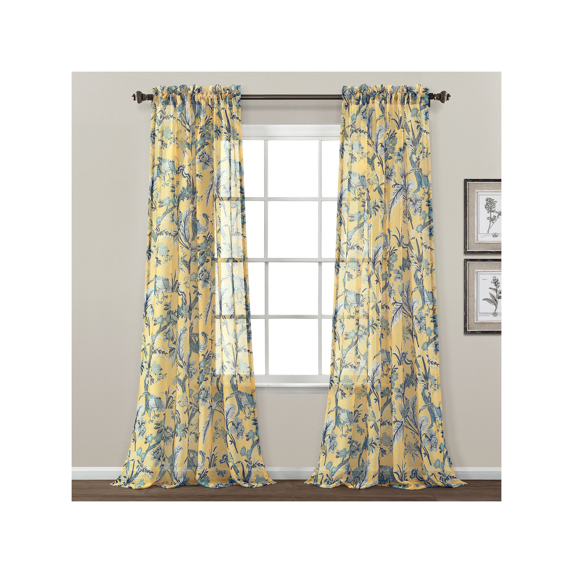 Lush Decor Dolores Sheer Window Curtain Set, Yellow