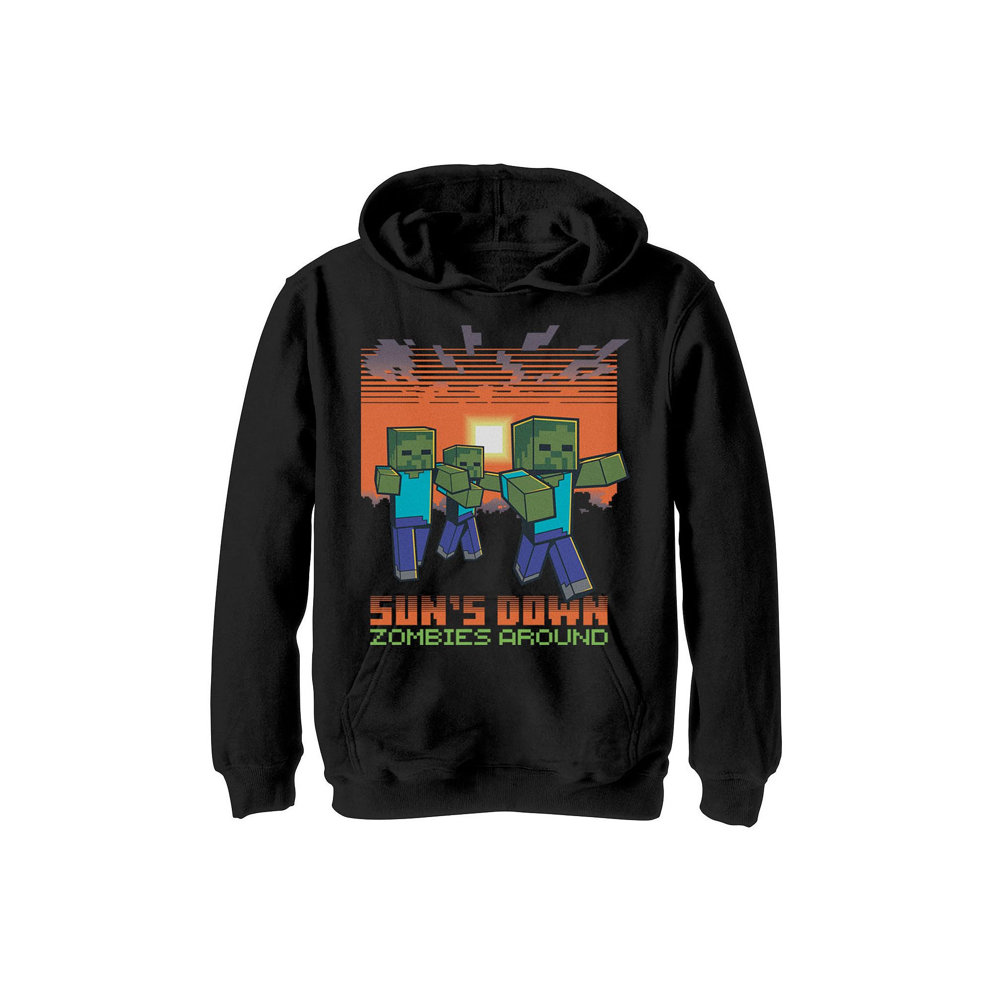 Boys 8-20 Minecraft Suns Down Zombies Around Portrait Hoodie, Boys, Size: