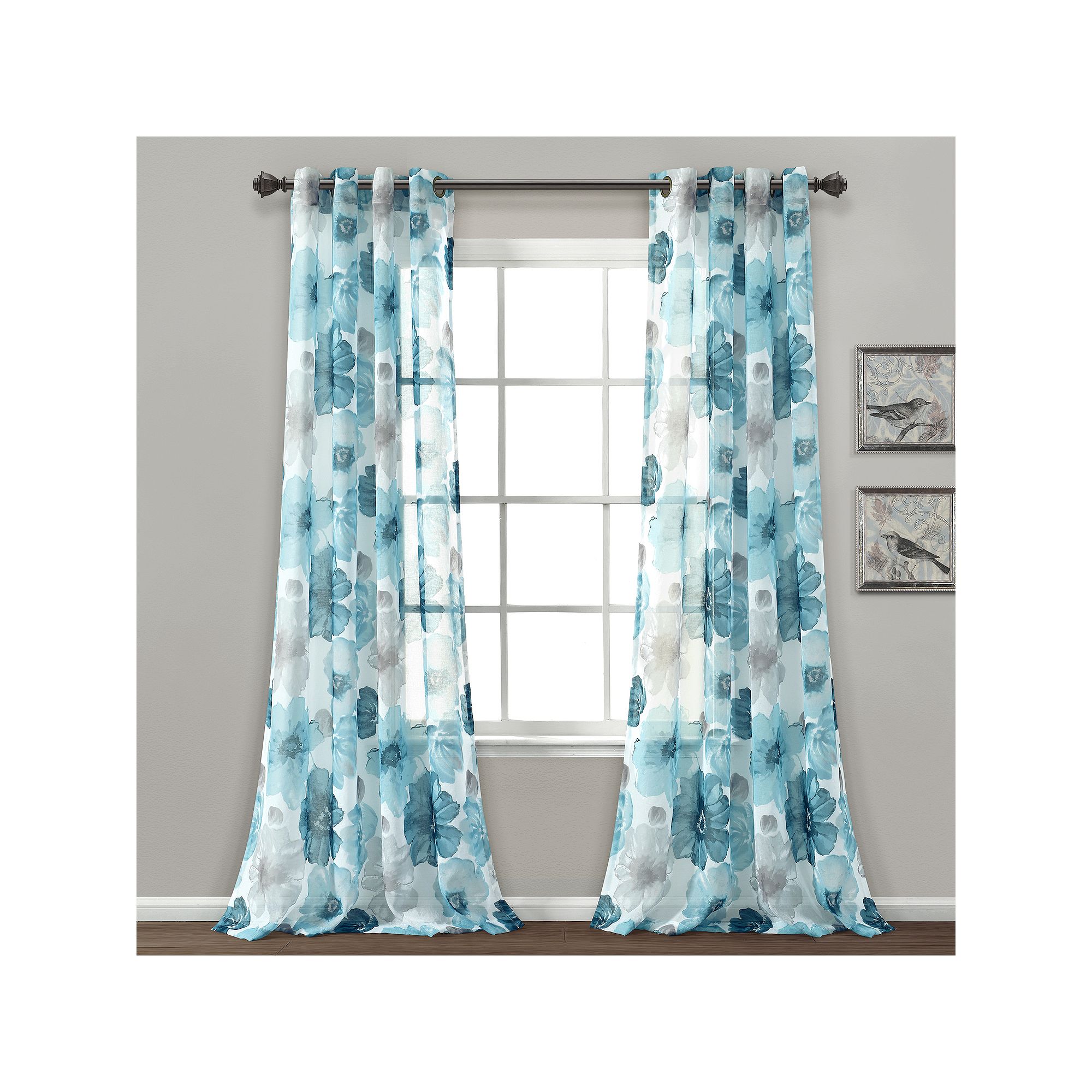 Lush Decor Leah Sheer Window Curtain Set, Blue