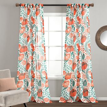 Lush Decor Poppy Garden Sheer Window Curtain Set