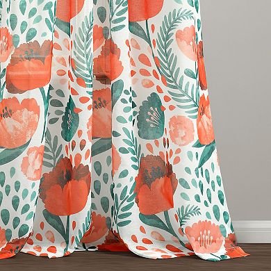Lush Decor Poppy Garden Sheer Window Curtain Set