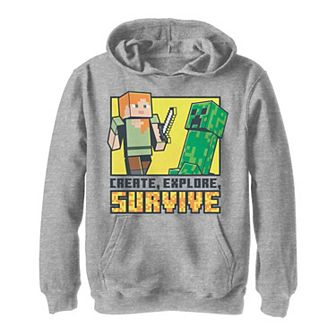 Boys 8-20 Minecraft Create, Explore, Survive Portrait Hoodie