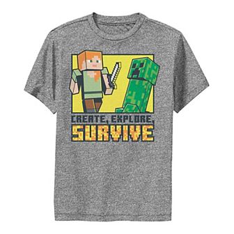 Boys 8-20 Minecraft Create, Explore, Survive Portrait Graphic Tee