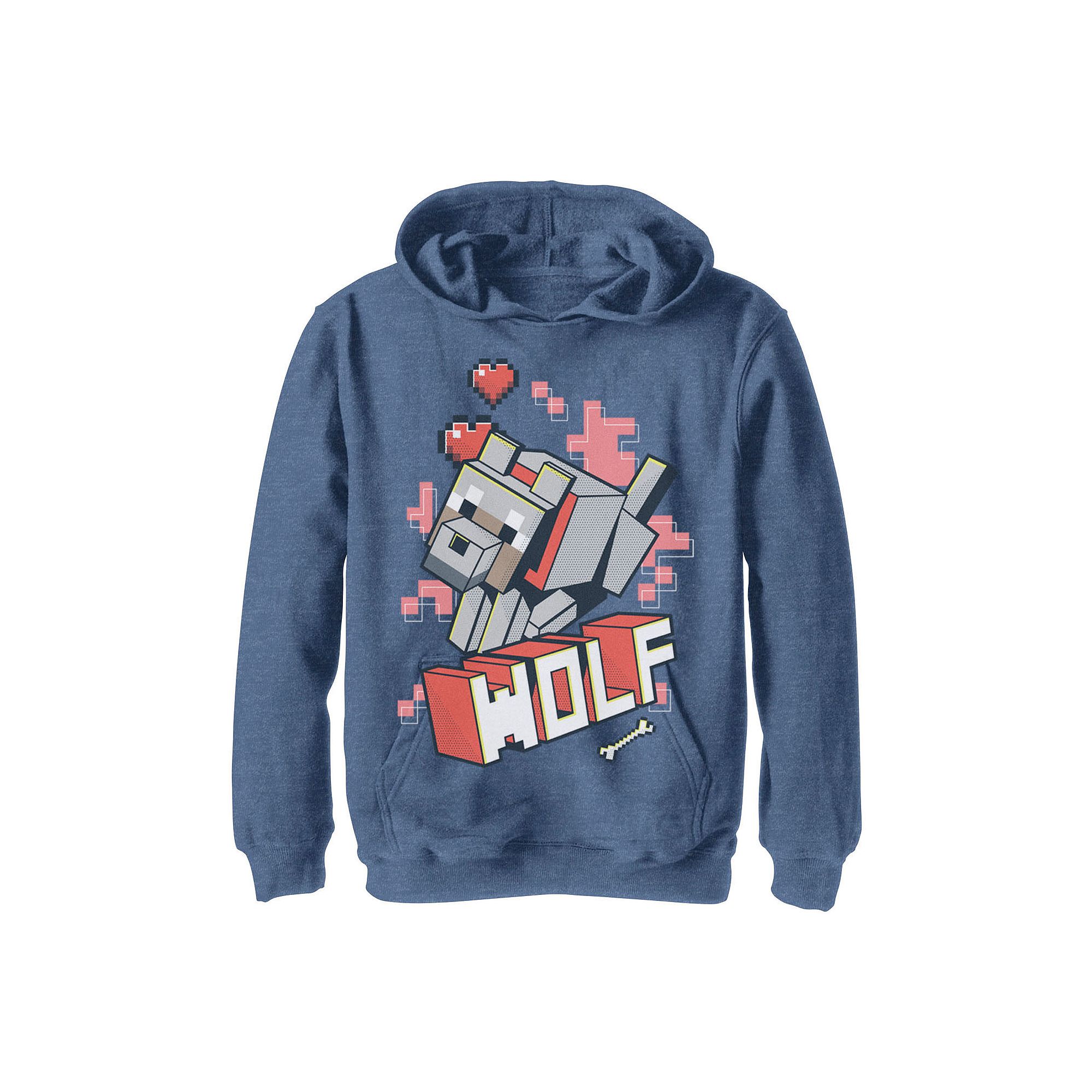 Boys 8-20 Minecraft Wolf Action Portrait Hoodie, Boys, Size: Medium, Navy 