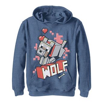 Boys 8-20 Minecraft Wolf Action Portrait Hoodie