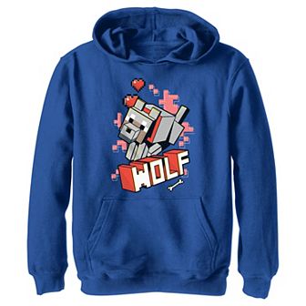 Boys 8-20 Minecraft Wolf Action Portrait Hoodie