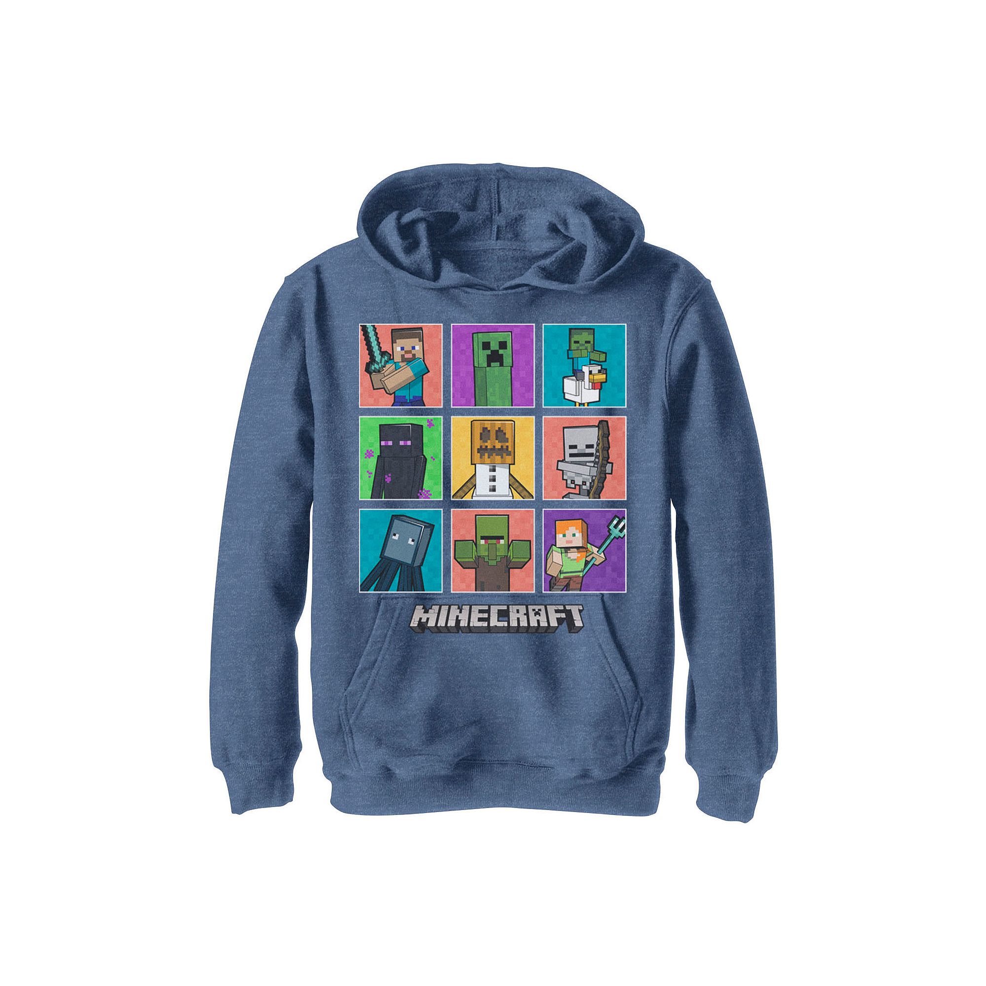 Boys 8-20 Minecraft Character Portrait Panel Grid Hoodie, Boys, Size: Smal