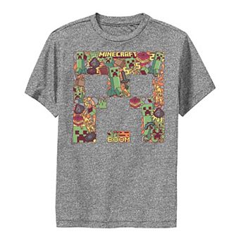 Boys 8-20 Minecraft Creeper Big Head Creeper Collage Fill Graphic Tee